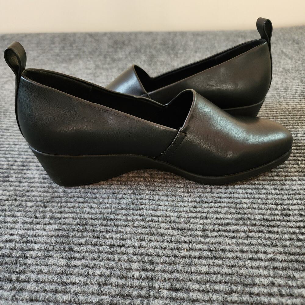 Aerosoles Women's 9W Black Comfortable Stretch Faux Leather Slip-On Wedge - Picture 5 of 11